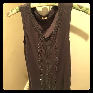 Beaded and sparkly sleeveless blouse in gray